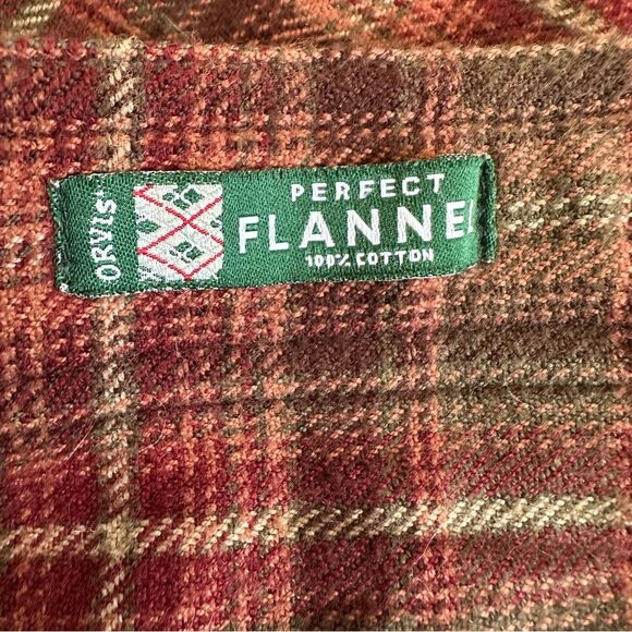 Orvis Perfect Flannel Button Down Shirt Plaid Mens Size XXL Style 1L21 Red Green - Picture 5 of 13